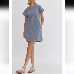 Entro Denim Dress With Cuff Detail, Size L
